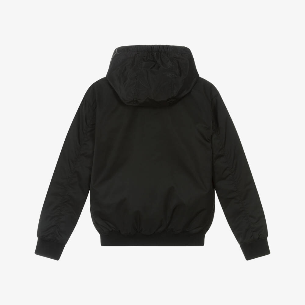 BOSS-Boys Black Padded Jacket with Fold-Away Hood | Childrensalon Outlet