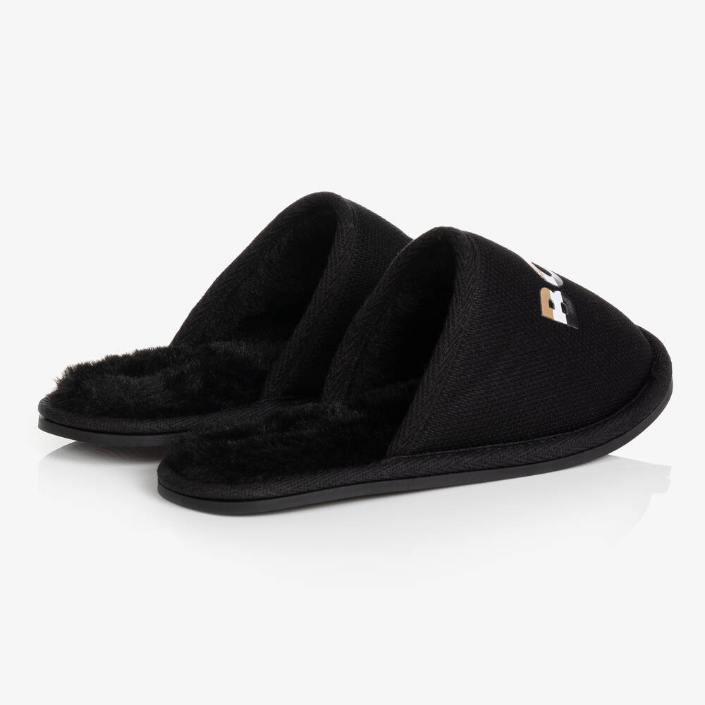 BOSS-Boys Black Padded Mesh Slippers | Childrensalon Outlet