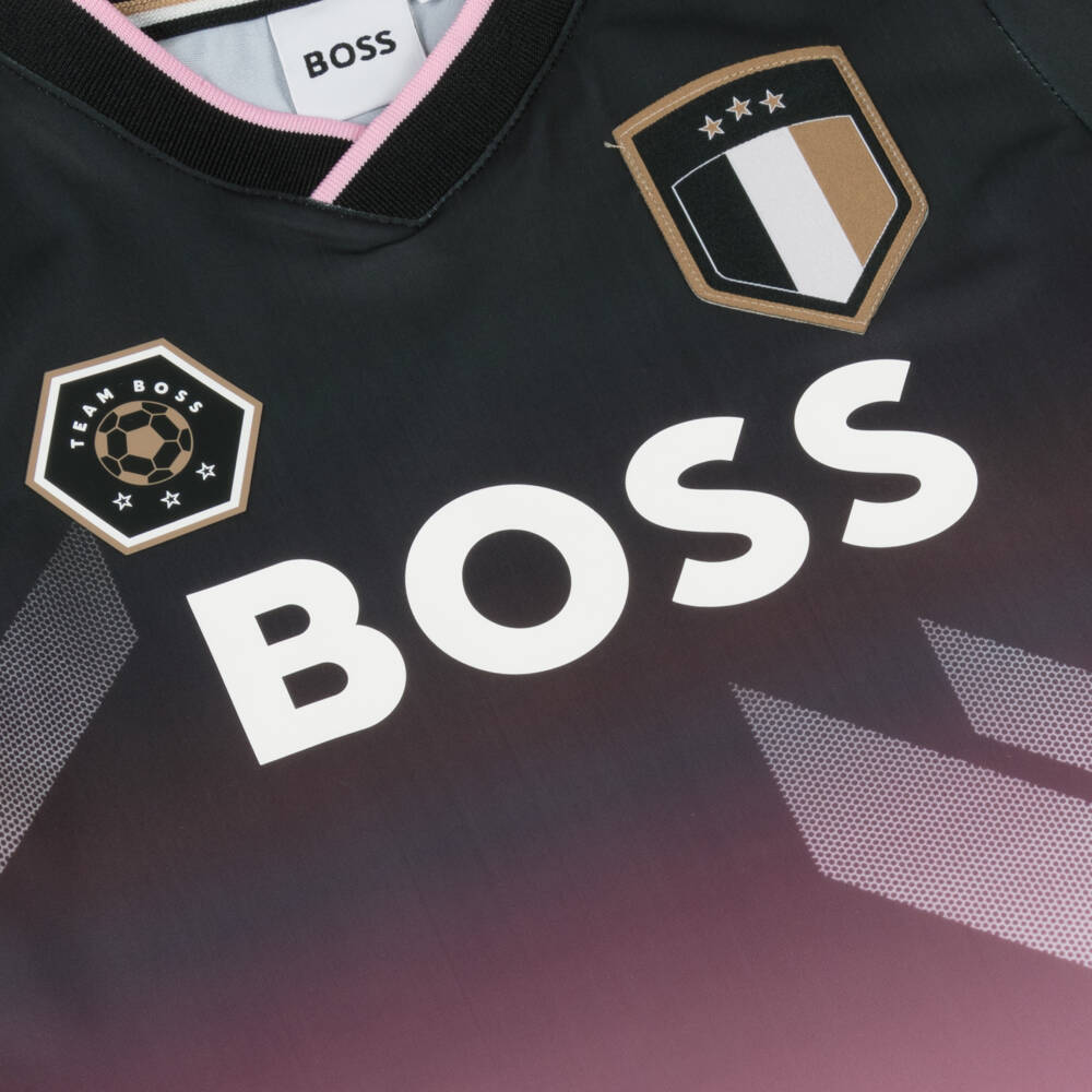 BOSS-Boys Black & Pink Soccer Tee | Childrensalon Outlet