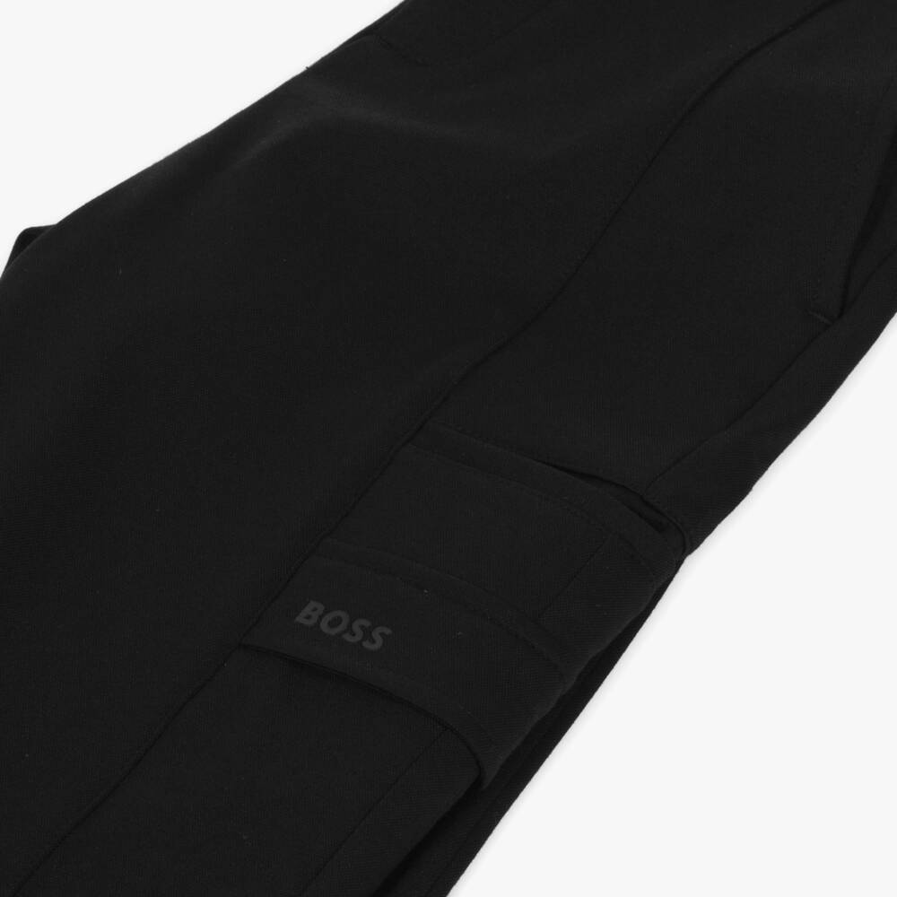 BOSS-بنطلون كارجو أسود للأولاد مع أساور | Childrensalon Outlet
