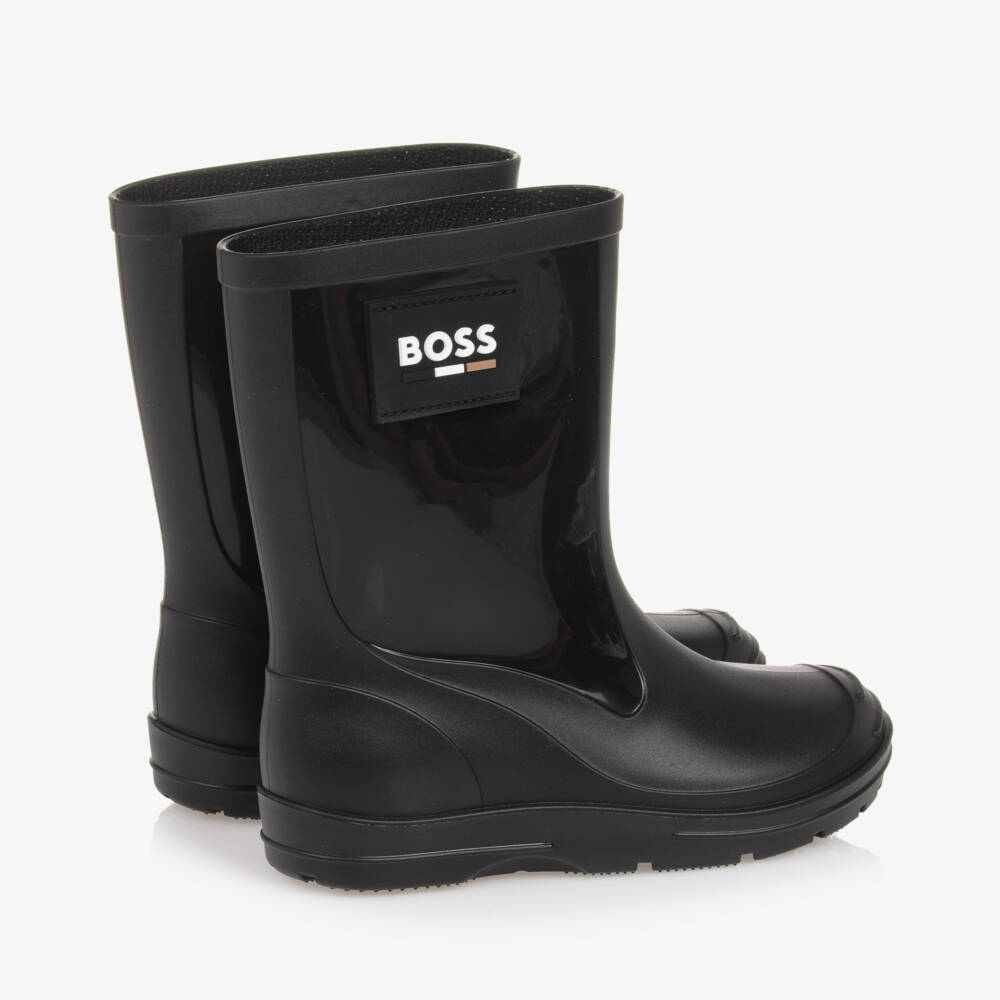 BOSS-Boys Black Rubber Wellies | Childrensalon Outlet
