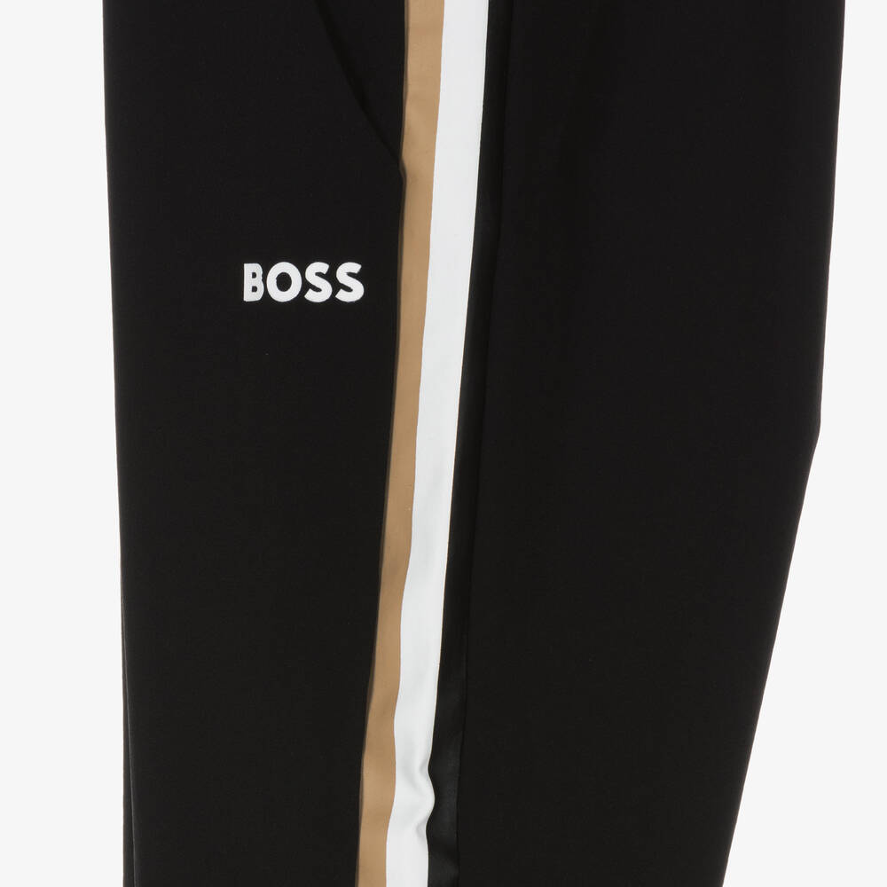 BOSS-Boys Black Signature Striped Tracksuit | Childrensalon Outlet