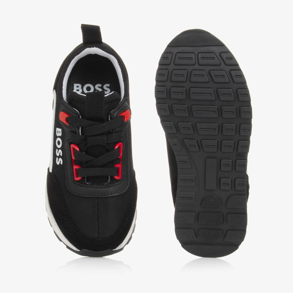 BOSS-Boys Black Sporty Lace Trainers | Childrensalon Outlet