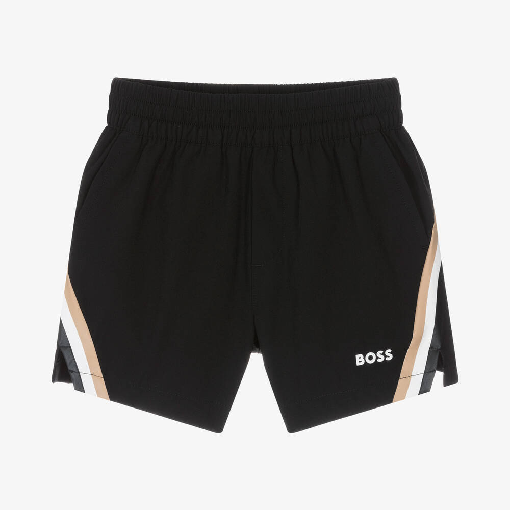 BOSS - Boys Black Stripe Detail Shorts | Childrensalon