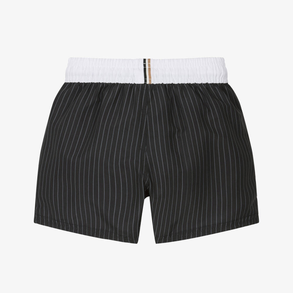 BOSS-شورت سباحة مقلم لون أسود للأولاد | Childrensalon Outlet