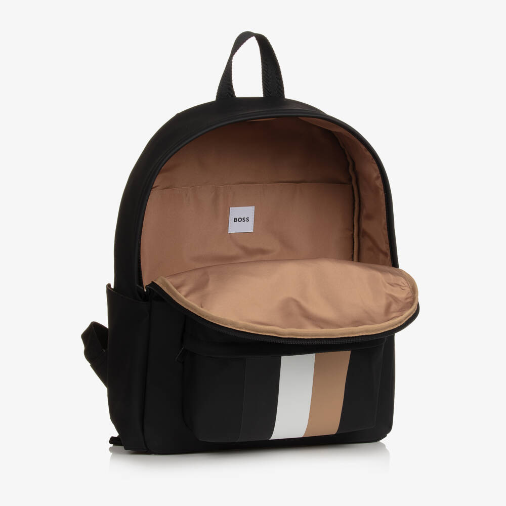 BOSS-Boys Black Tri-Stripe Backpack | Childrensalon Outlet