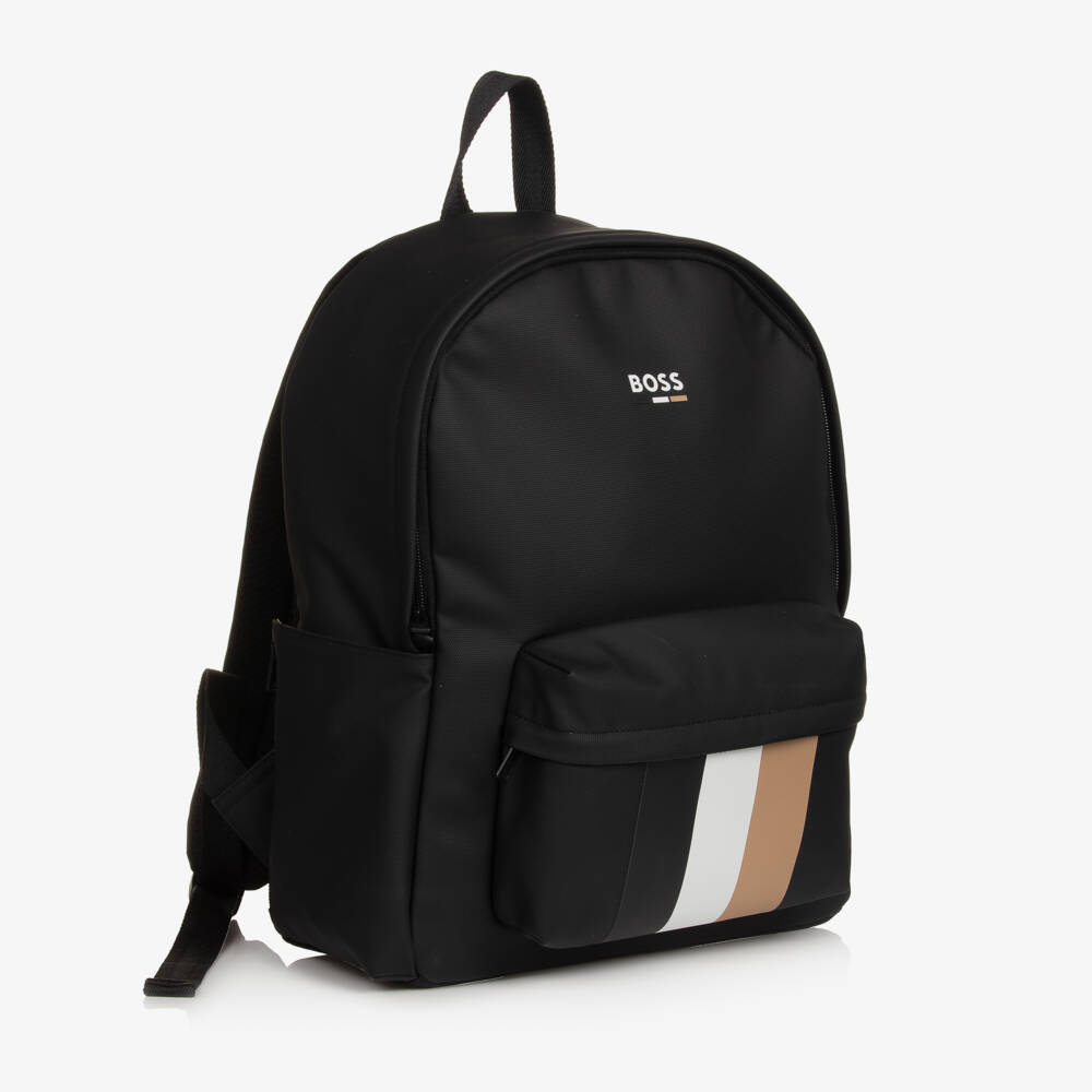 BOSS-Boys Black Tri-Stripe Backpack | Childrensalon Outlet