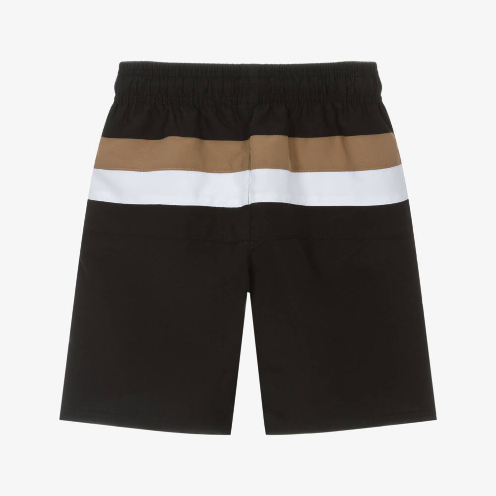 BOSS-Boys Black Tricolour Swim Shorts | Childrensalon Outlet