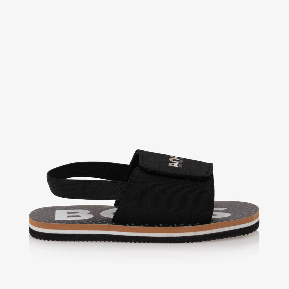 BOSS-Boys Black Velcro Sandals | Childrensalon Outlet