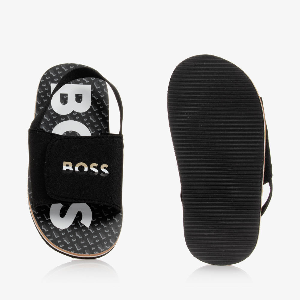 BOSS-Boys Black Velcro Sandals | Childrensalon Outlet