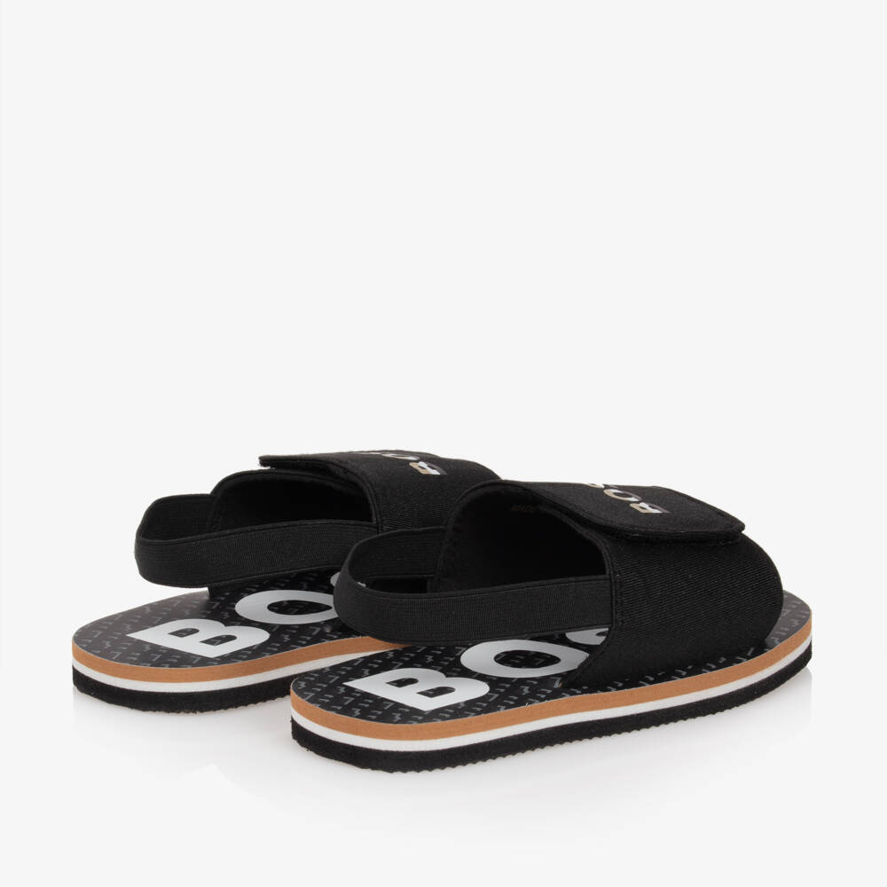 BOSS-Boys Black Velcro Sandals | Childrensalon Outlet