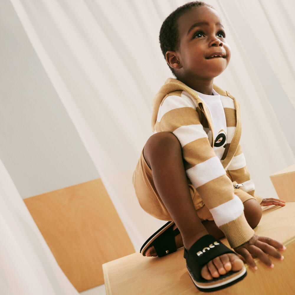 BOSS-Boys Black Velcro Sandals | Childrensalon Outlet