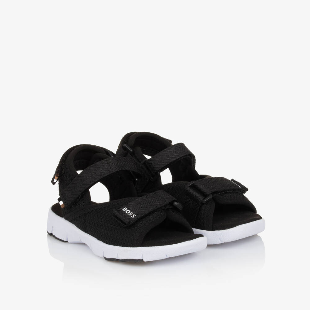 BOSS-Boys Black Velcro Sandals | Childrensalon Outlet