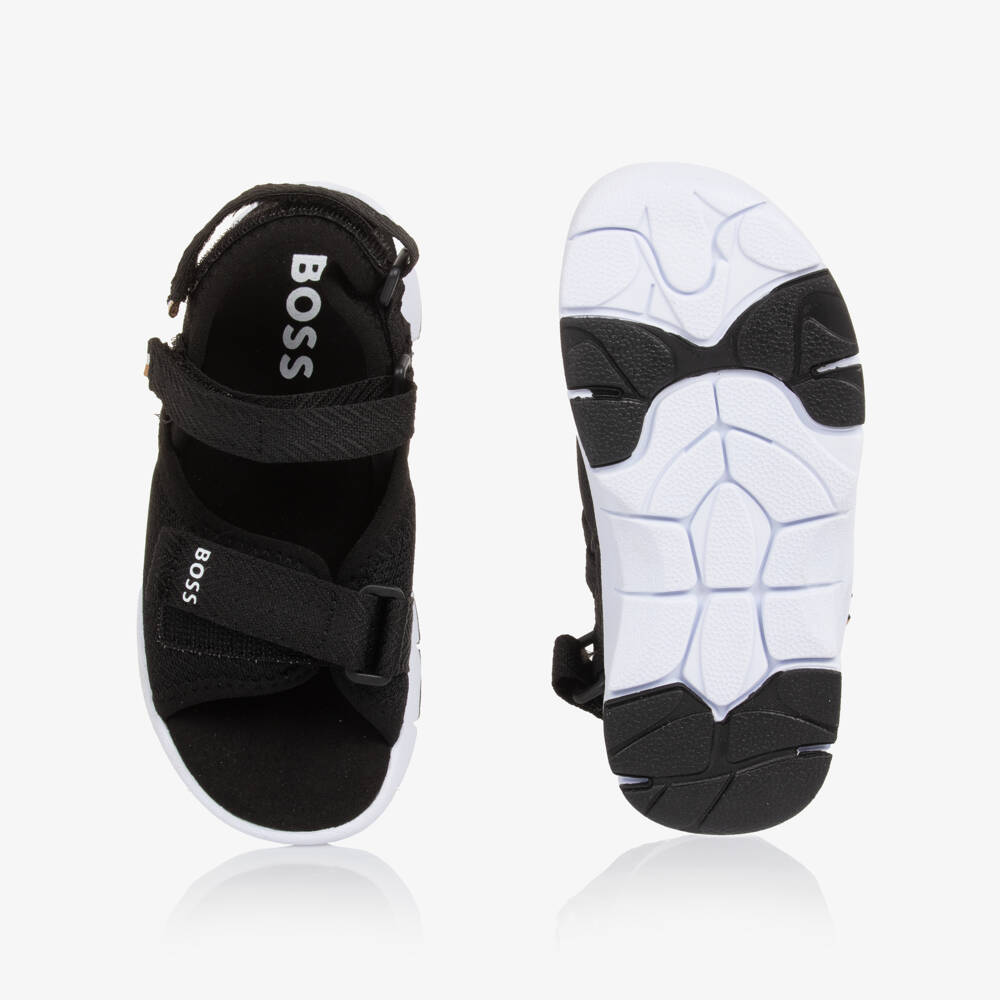 BOSS-Boys Black Velcro Sandals | Childrensalon Outlet