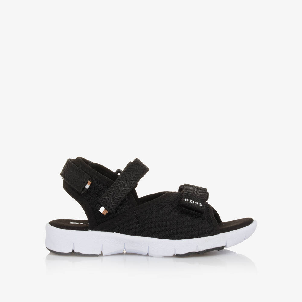 BOSS-Boys Black Velcro Sandals | Childrensalon Outlet