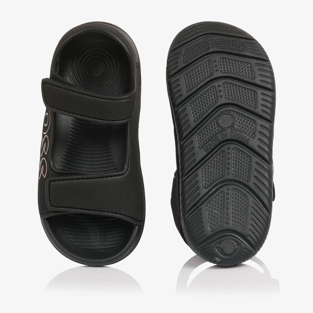 BOSS-Boys Black Velcro Sandals with Logo | Childrensalon Outlet
