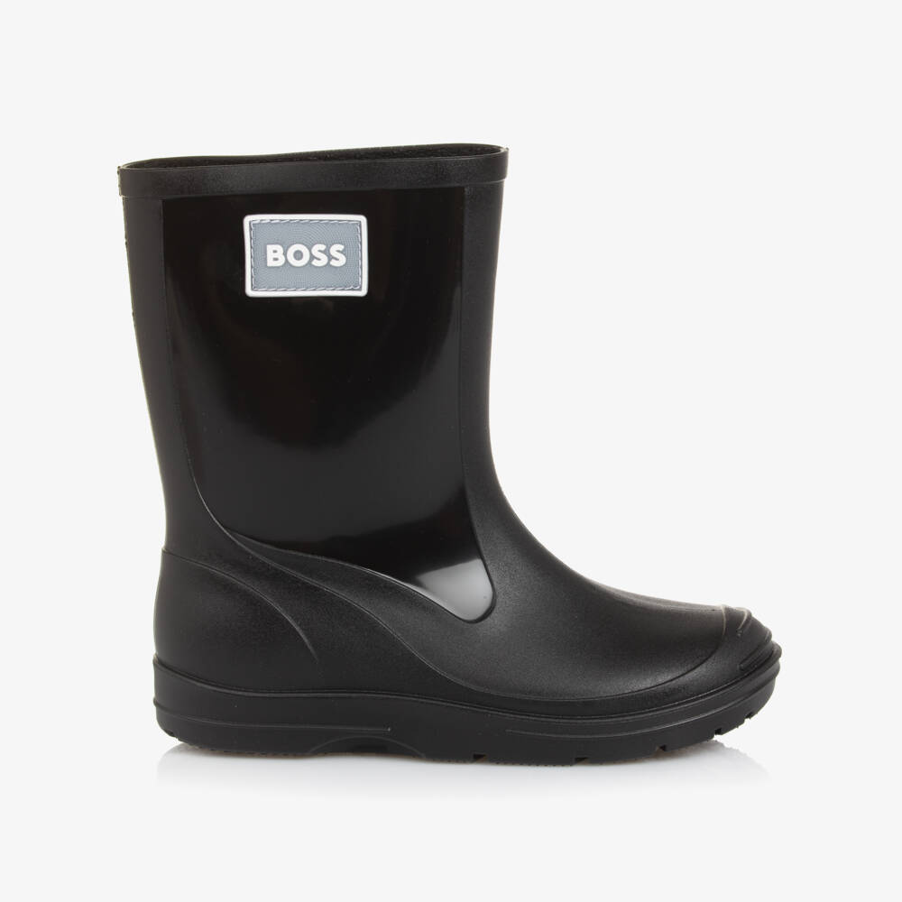 BOSS-Boys Black Waterproof Boots | Childrensalon Outlet