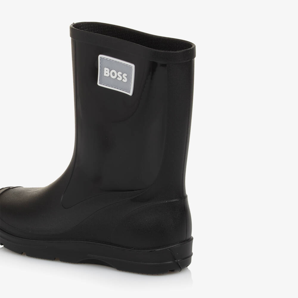 BOSS-Boys Black Waterproof Boots | Childrensalon Outlet