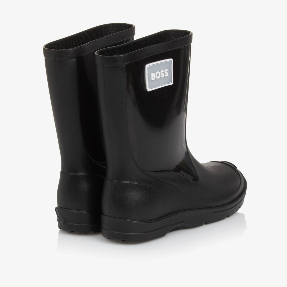 BOSS-Boys Black Waterproof Boots | Childrensalon Outlet