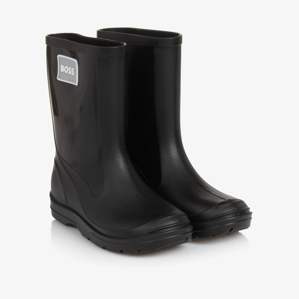 BOSS-Boys Black Waterproof Boots | Childrensalon Outlet