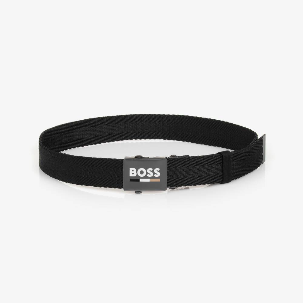 BOSS-Boys Black Woven Accessory Belt | Childrensalon Outlet