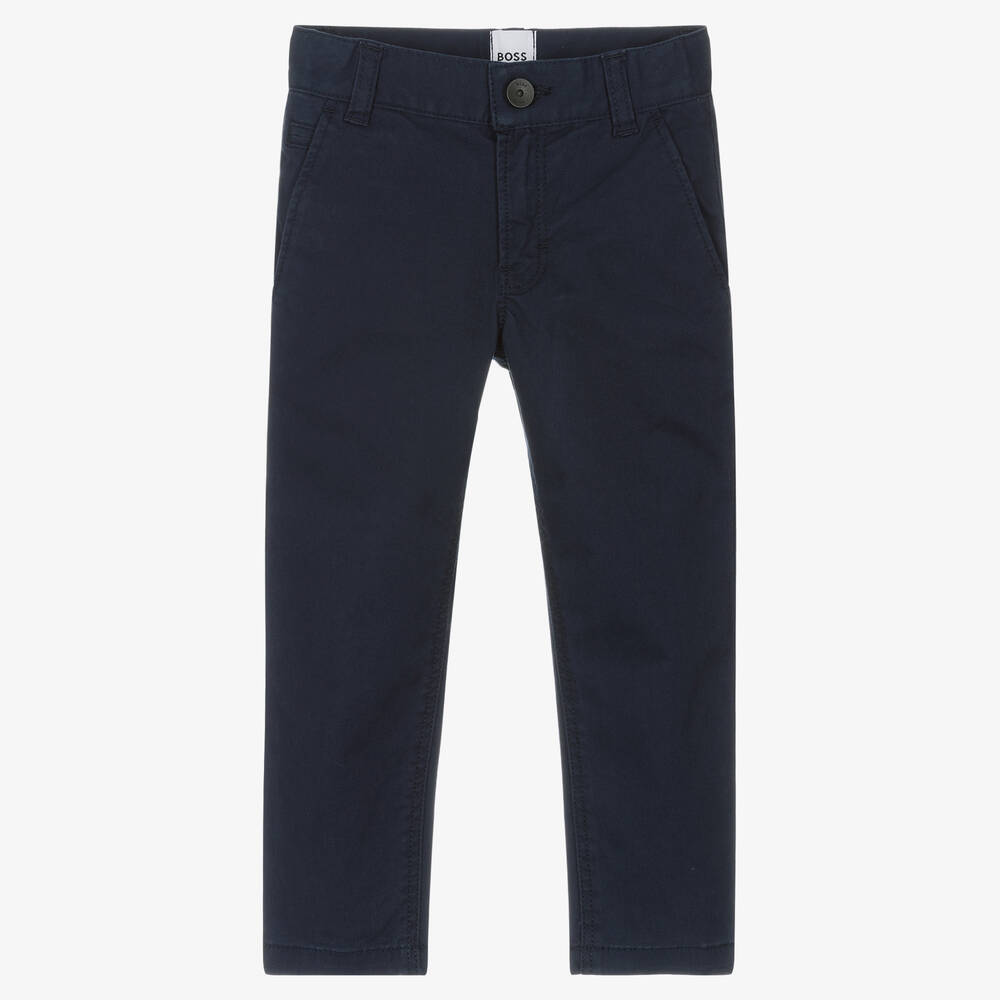 BOSS - Синие брюки чинос для мальчиков | Childrensalon