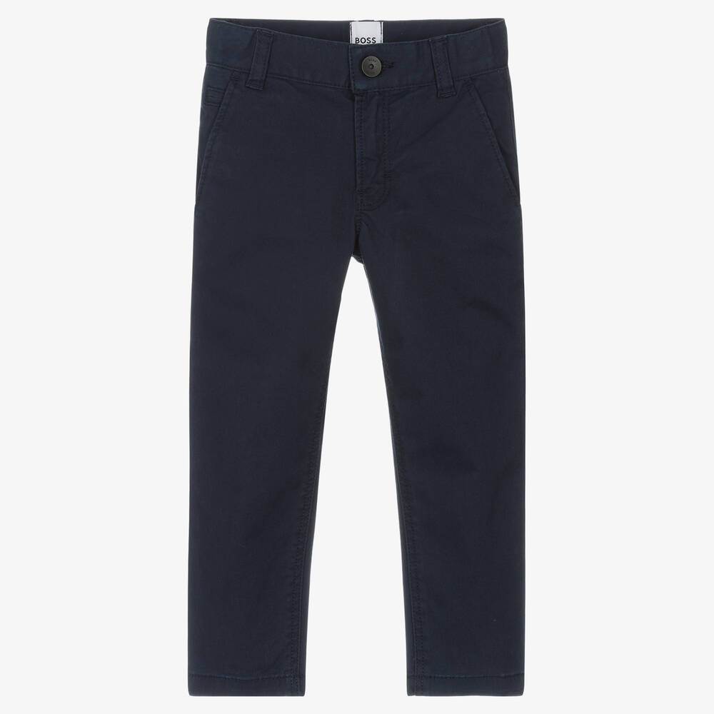 BOSS-Boys Blue Chino Trousers | Childrensalon Outlet
