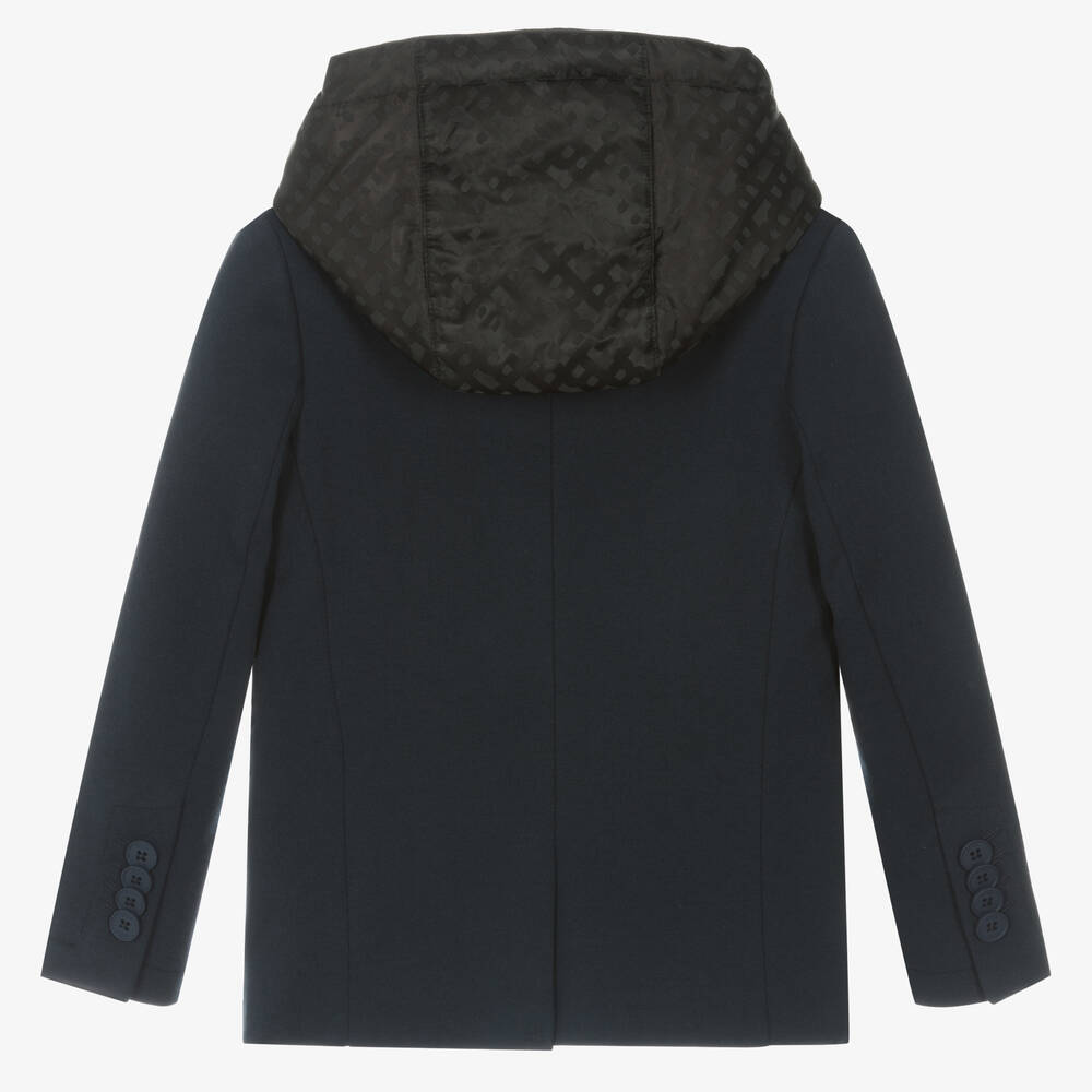 BOSS-Синий хлопковый блейзер и вставка с капюшоном | Childrensalon Outlet