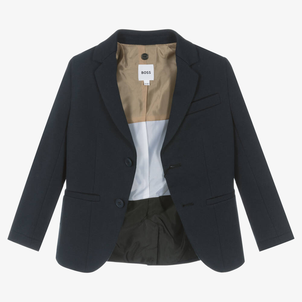 BOSS-Синий хлопковый блейзер и вставка с капюшоном | Childrensalon Outlet