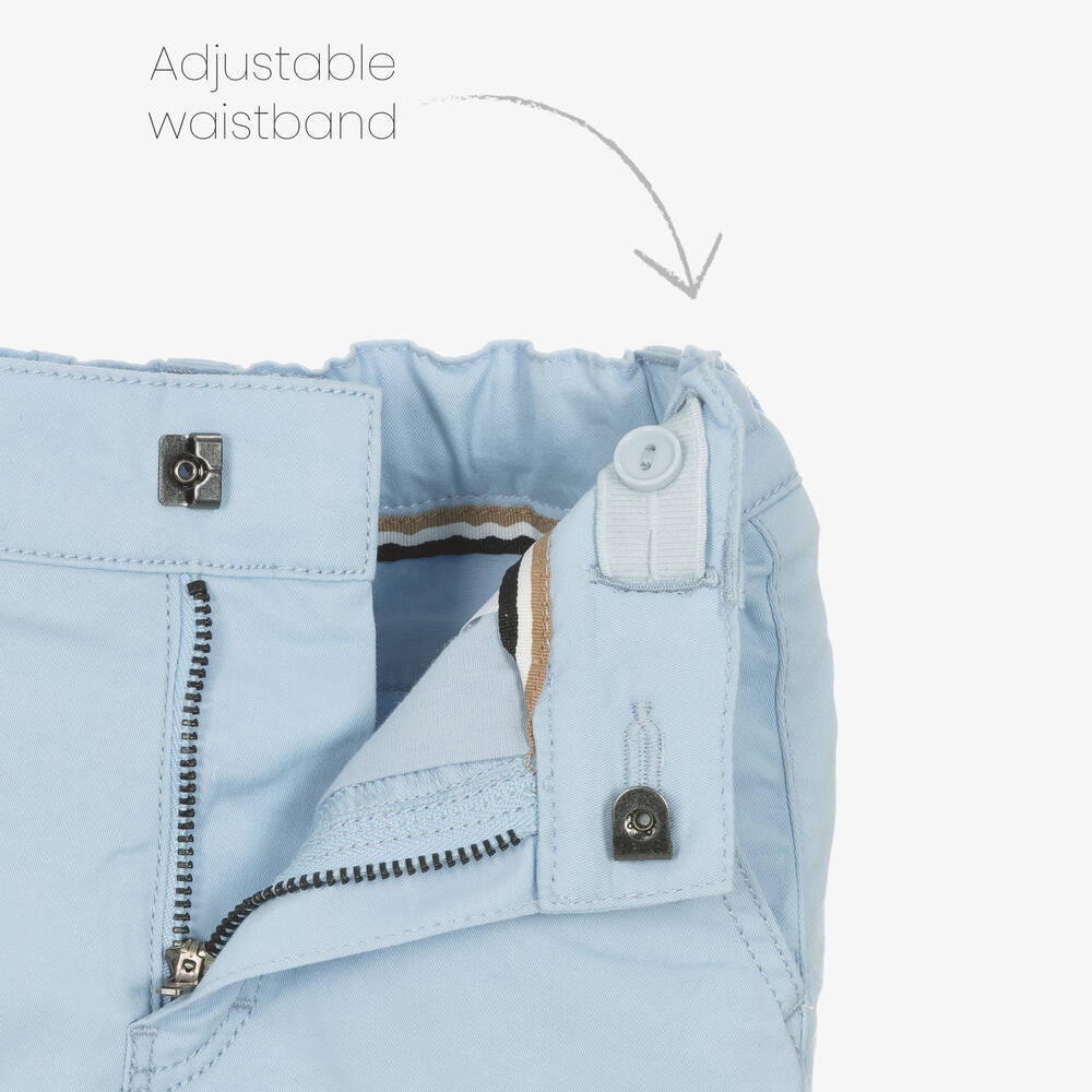 بوس-شورت تشينو أطفال ولادي قطن تويل لون أزرق فاتح | Childrensalon Outlet