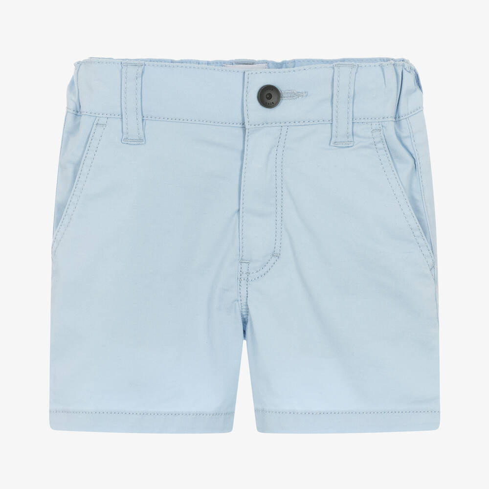 BOSS-Boys Blue Cotton Chino Shorts | Childrensalon Outlet