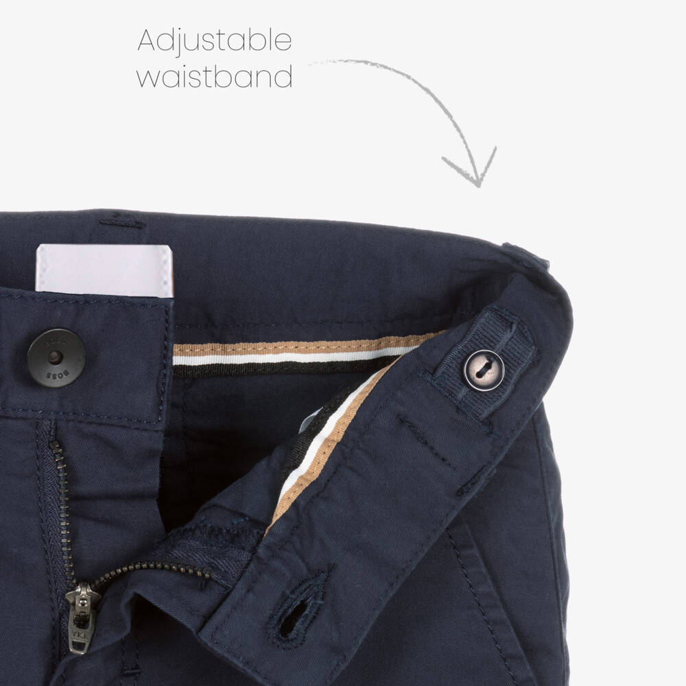 BOSS-Boys Blue Cotton Chino Trousers | Childrensalon Outlet
