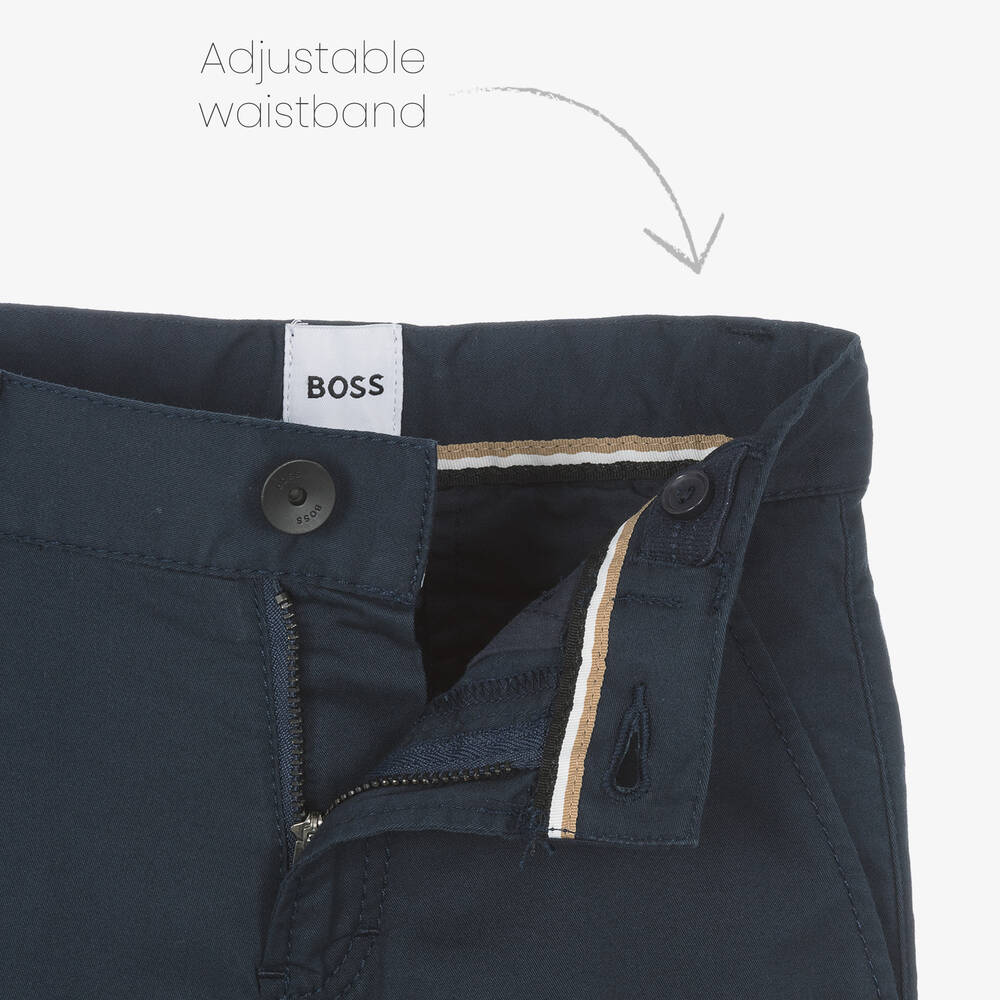 بوس-بنطلون تشينو قطن تويل لون كحلي للأولاد | Childrensalon Outlet