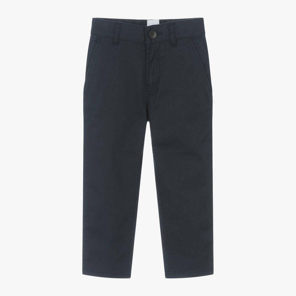 BOSS-Boys Blue Cotton Chino Trousers | Childrensalon Outlet