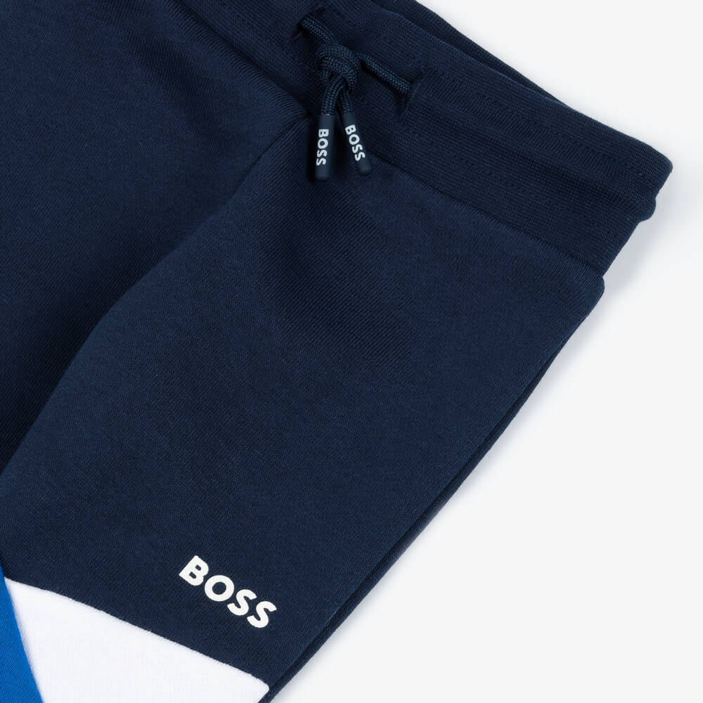 BOSS-Boys Blue Cotton Jersey Joggers | Childrensalon Outlet