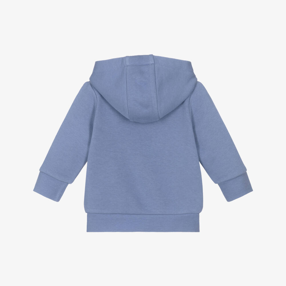 BOSS-Boys Blue Cotton Jersey Zip-Up Hooded Top | Childrensalon Outlet