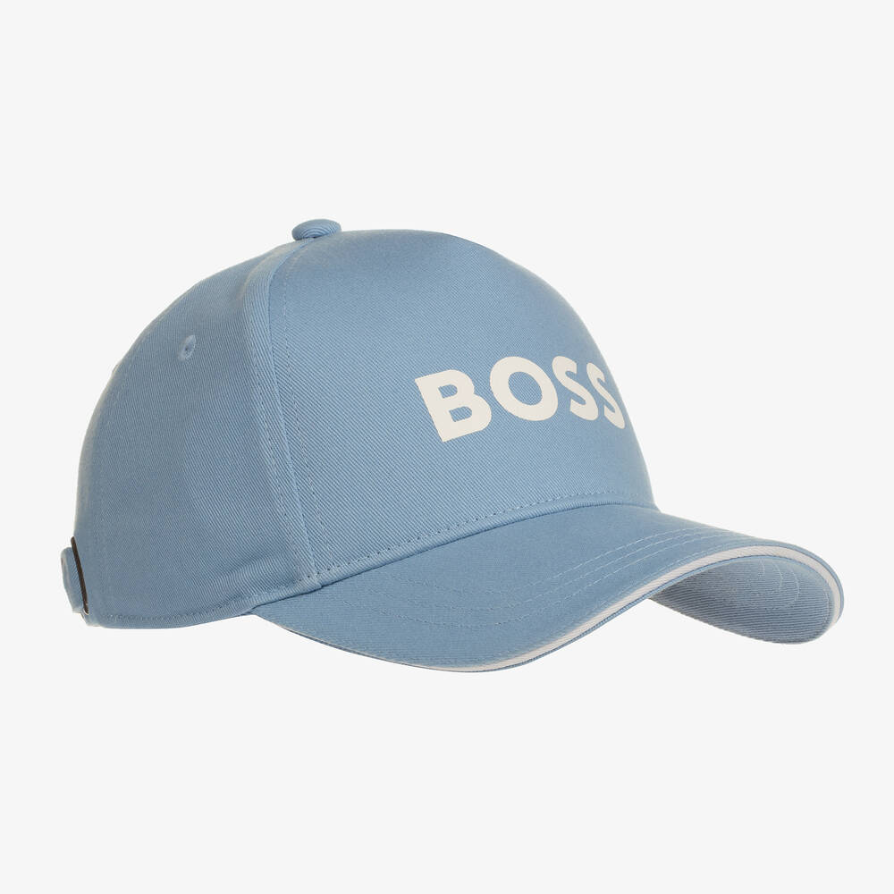 BOSS - Boys Blue Cotton Logo Cap | Childrensalon