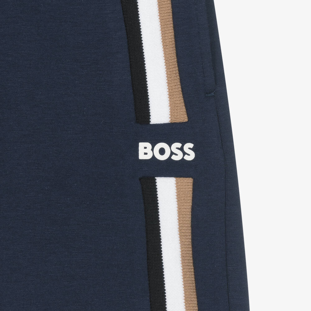 BOSS-شورت قطن جيرسي لون كحلي للأولاد | Childrensalon Outlet