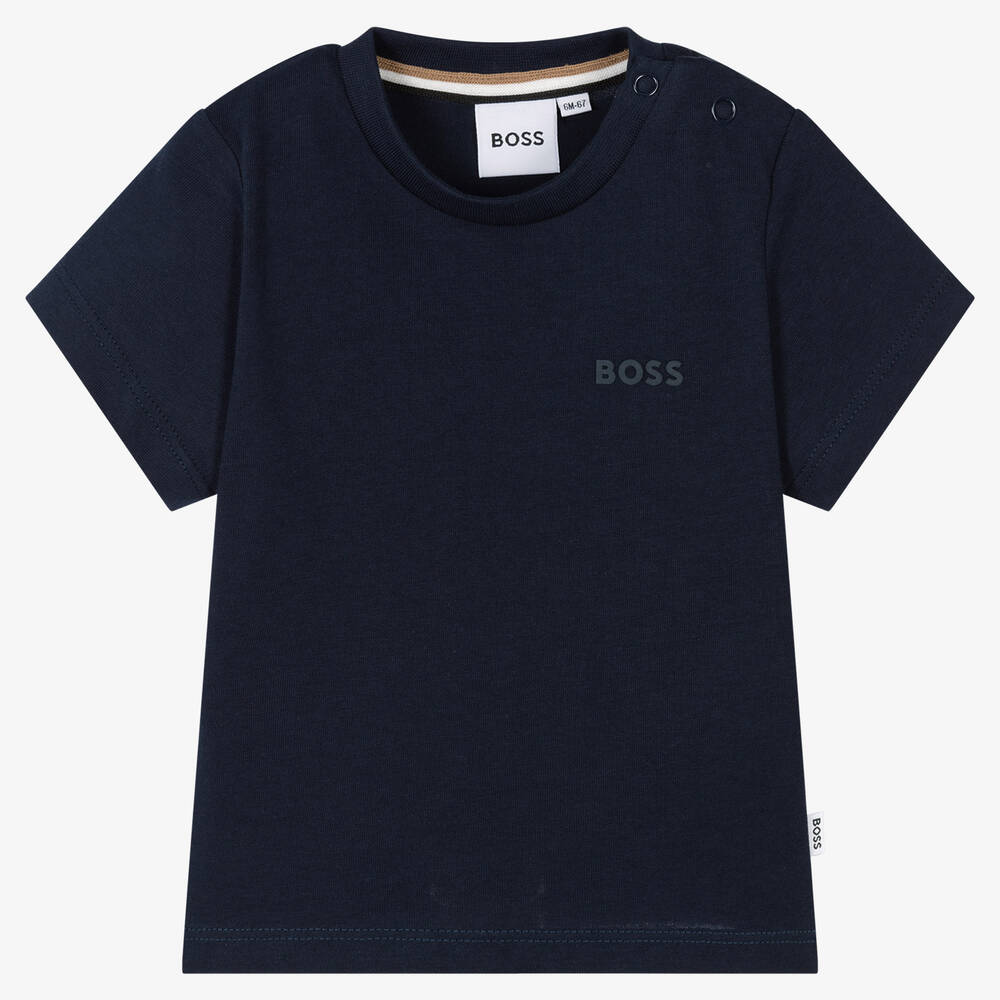 BOSS - Blaues Baumwoll-T-Shirt (J) | Childrensalon