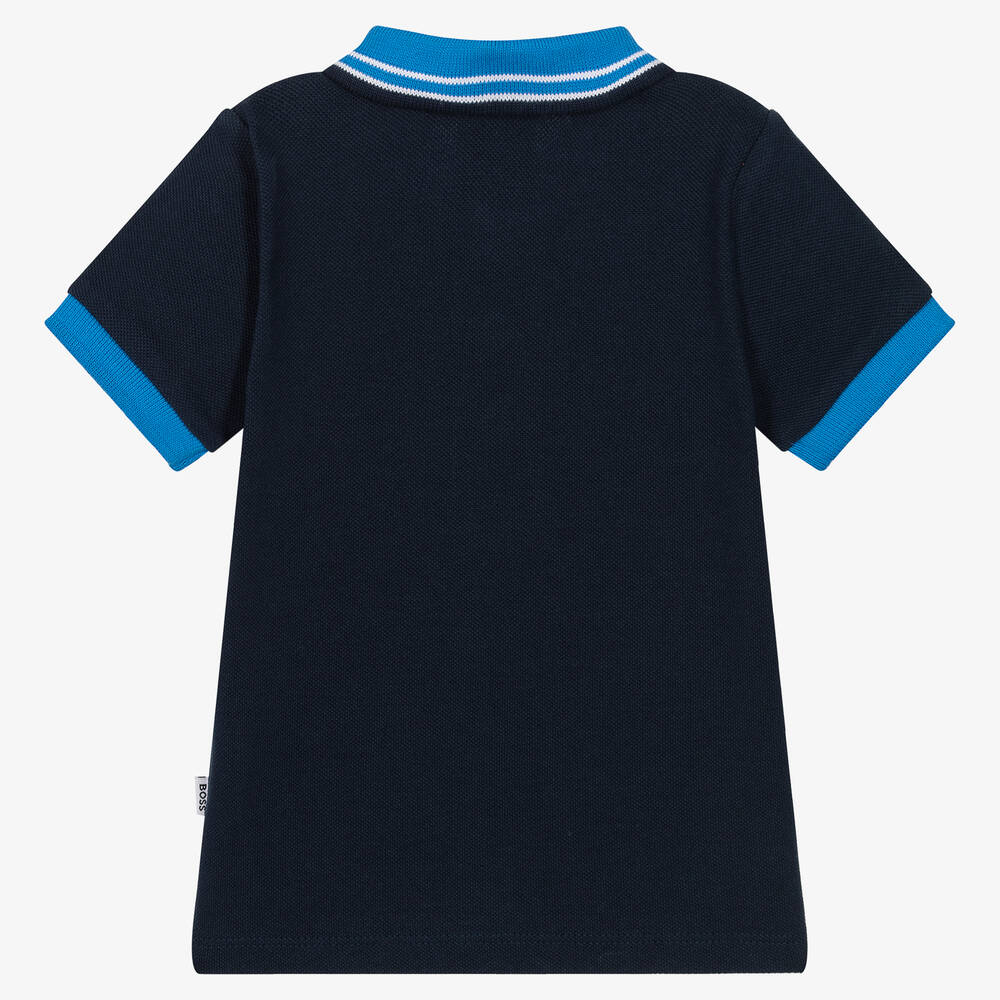 BOSS-Синяя рубашка поло из пике для мальчиков | Childrensalon Outlet