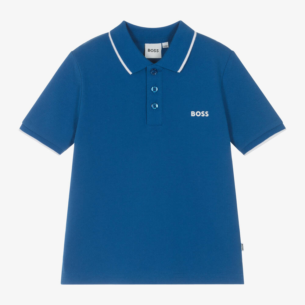 Boys Blue Cotton Polo Shirt