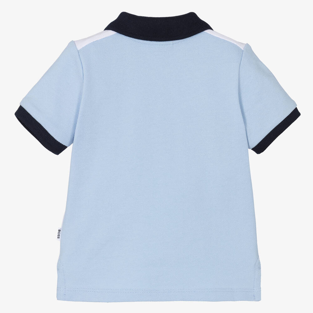 BOSS-Boys Blue Cotton Polo Shirt | Childrensalon Outlet