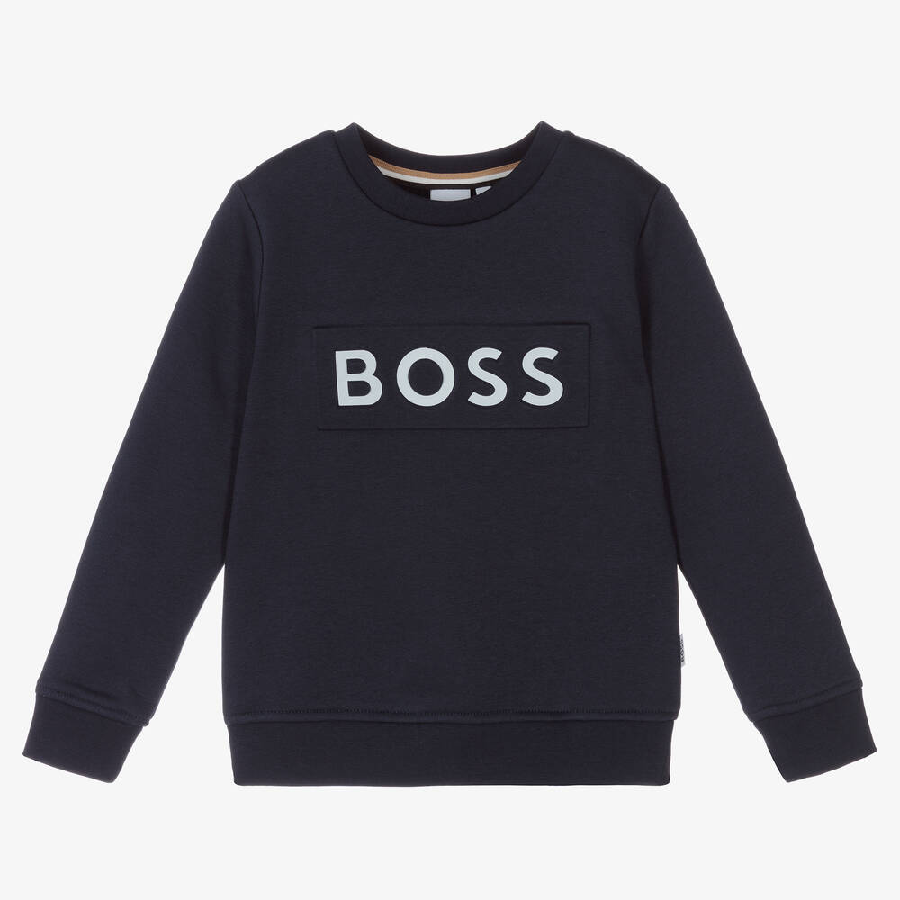 BOSS - Blaues Baumwoll-Sweatshirt (J) | Childrensalon
