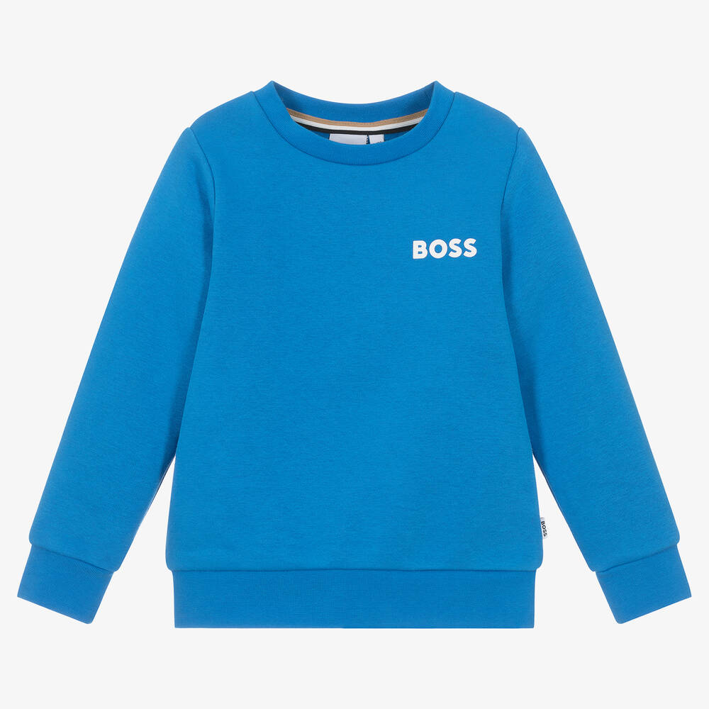 BOSS - Sweat bleu en coton pour garçon | Childrensalon