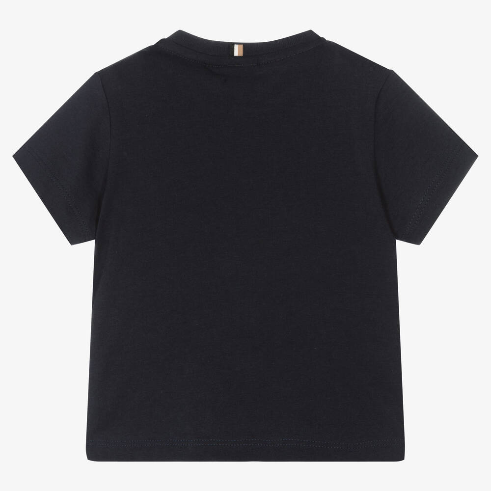 BOSS-Boys Blue Cotton Tennis Logo T-Shirt | Childrensalon Outlet