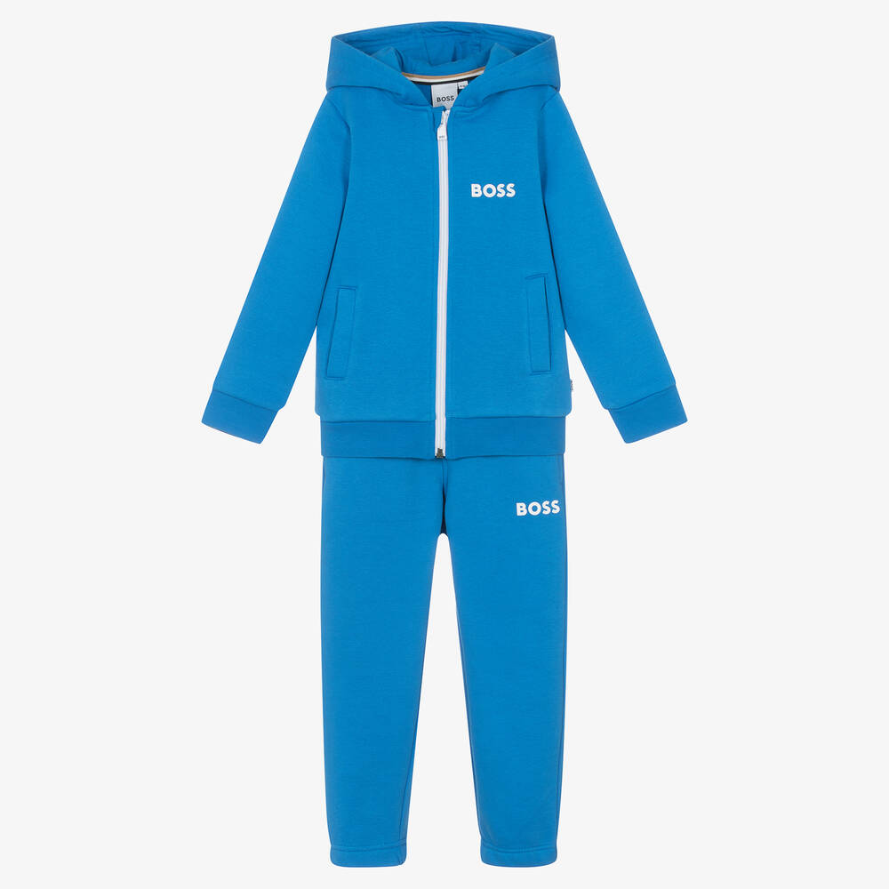 BOSS - بدلة رياضية قطن جيرسي لون أزرق للأولاد | Childrensalon