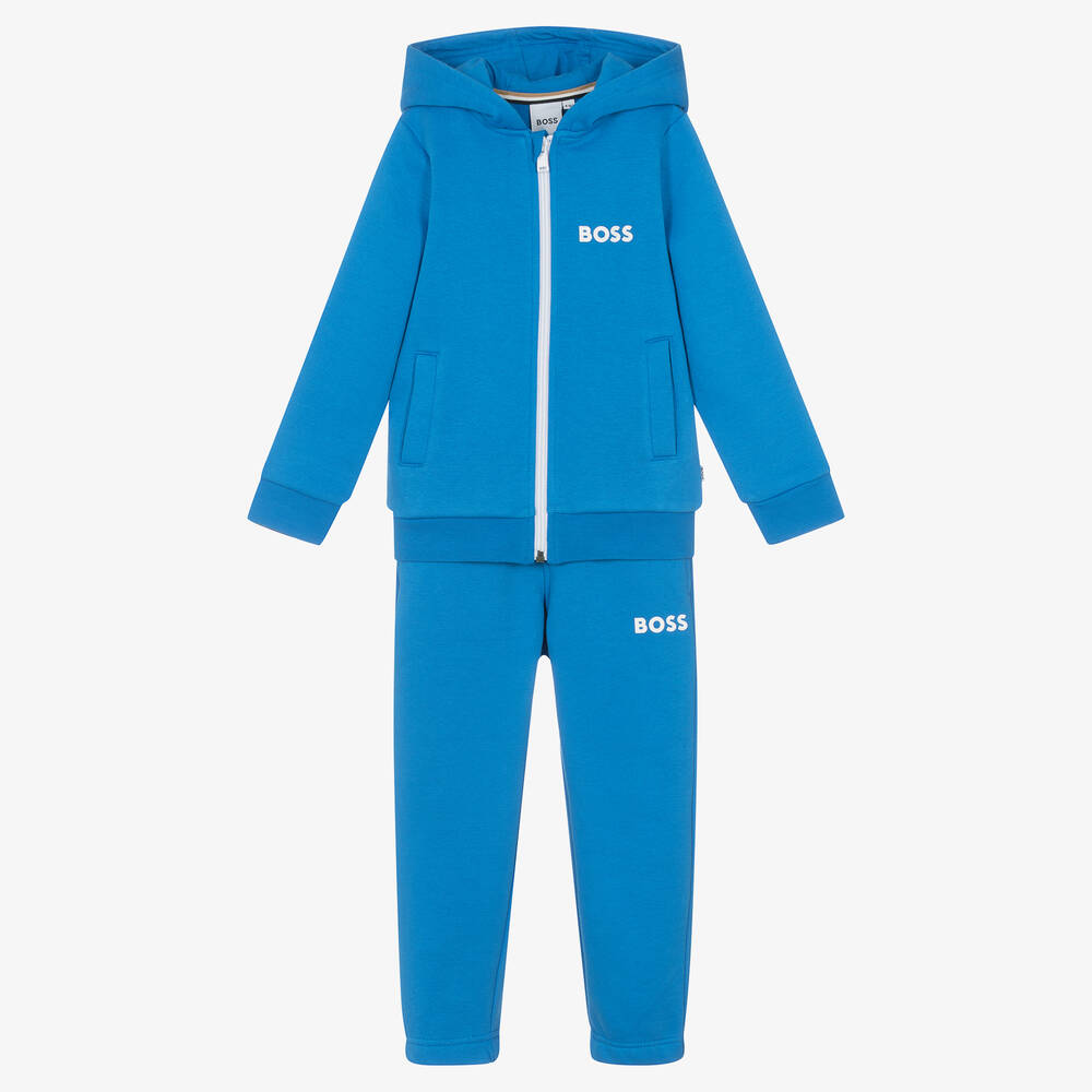 BOSS Boys Blue Cotton Tracksuit Childrensalon Outlet