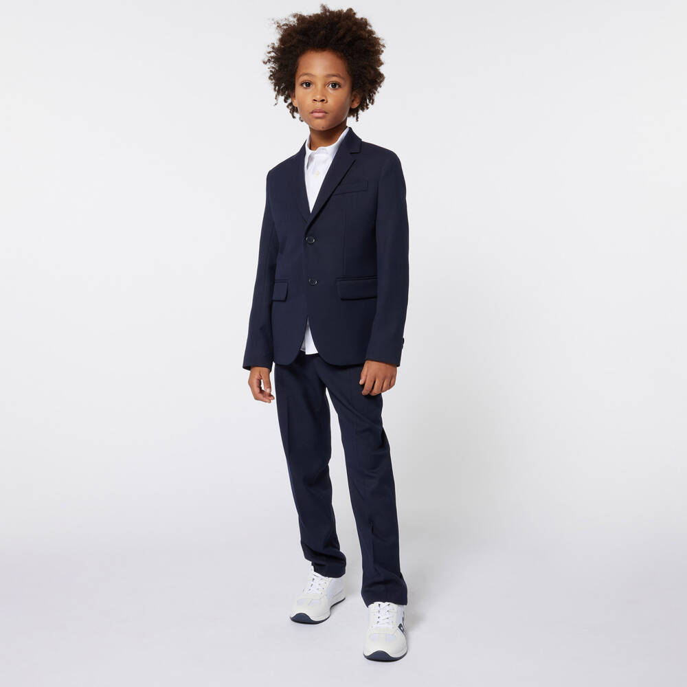 BOSS-Boys Blue Cotton Twill Chinos | Childrensalon Outlet