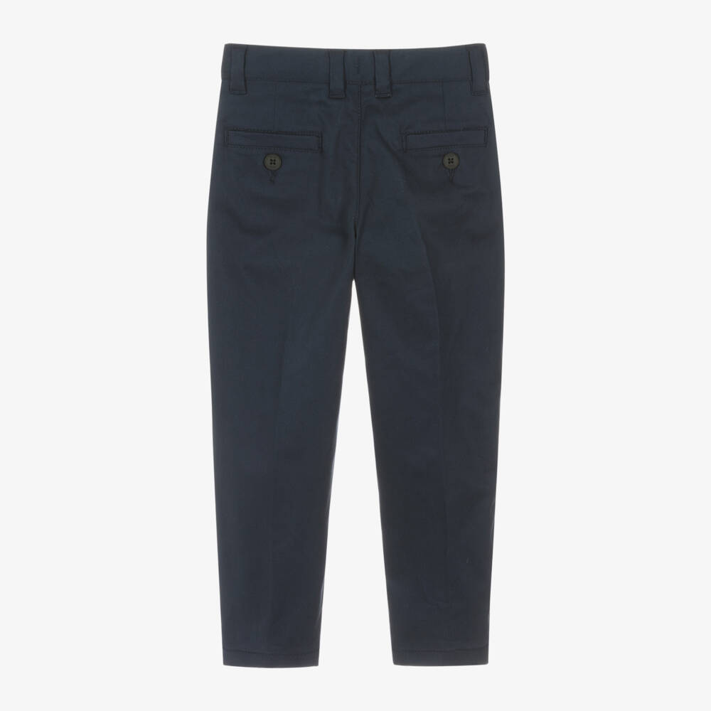 BOSS-Boys Blue Cotton Twill Chinos | Childrensalon Outlet