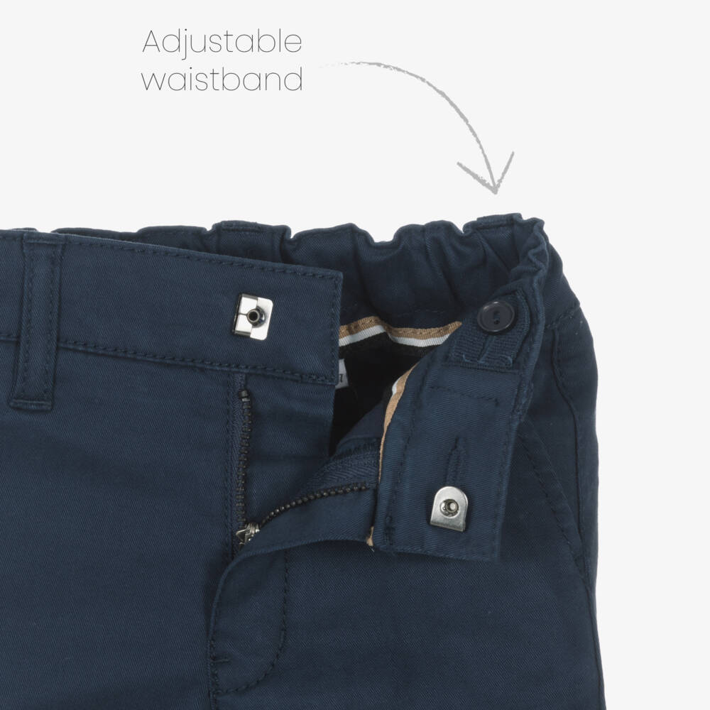 BOSS-بنطلون تشينو أطفال ولادي قطن لون كحلي | Childrensalon Outlet